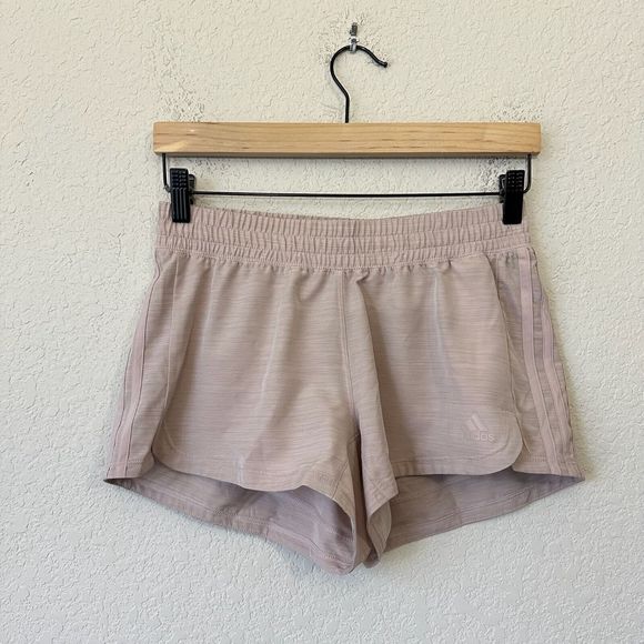 NWT ADIDAS Womens 3-Stripe Aeroready Pacer Woven Shorts in Taupe - Picture 1 of 14